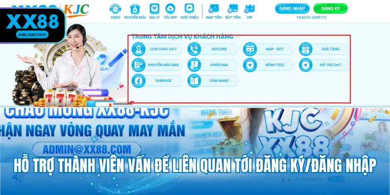Hỗ trợ thành viên vấn đề liên quan tới đăng ký/đăng nhập